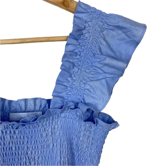 HILL HOUSE The Ellie Nap Midi Dress, Light Blue Glitter Check, Size Small - Picture 4 of 9